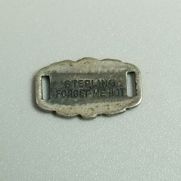 Vintage Jeanie Sterling Silver Forget-Me-Not Bracelet Charm Slide Link Engraved - Picture 3 of 7